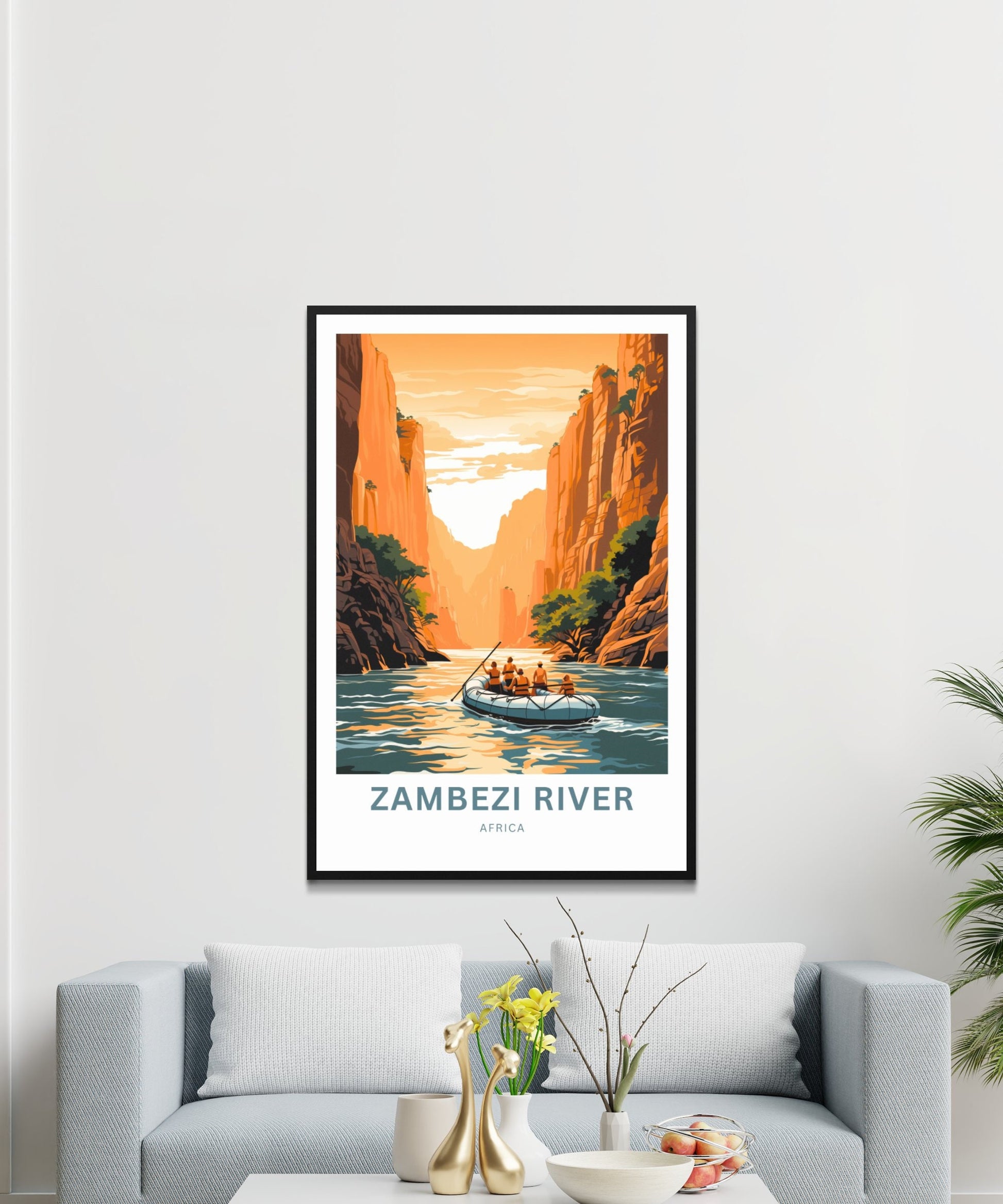 Zambezi River Travel Print - Zambezi River poster, Africa Wall Art, Framed present, Gift Africa Present - TravelTreasureCo