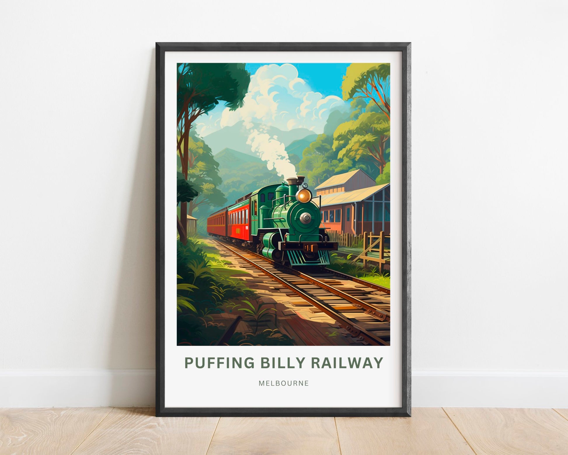 Puffing Billy Railway Travel Print - Puffing Billy Railway poster, Melbourne Wall Art, Framed present, Gift Australia Present - TravelTreasureCo