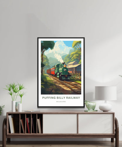 Puffing Billy Railway Travel Print - Puffing Billy Railway poster, Melbourne Wall Art, Framed present, Gift Australia Present - TravelTreasureCo