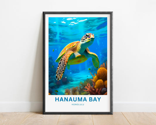 Hanauma Hawaii Travel Print - Hanauma Honolulu Hawaii poster, Hawaii Wall Art, Framed present, Gift United States Present - TravelTreasureCo