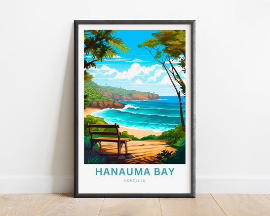Hanauma Hawaii Travel Print - Hanauma Honolulu Hawaii poster, Hawaii Wall Art, Framed present, Gift United States Present - TravelTreasureCo