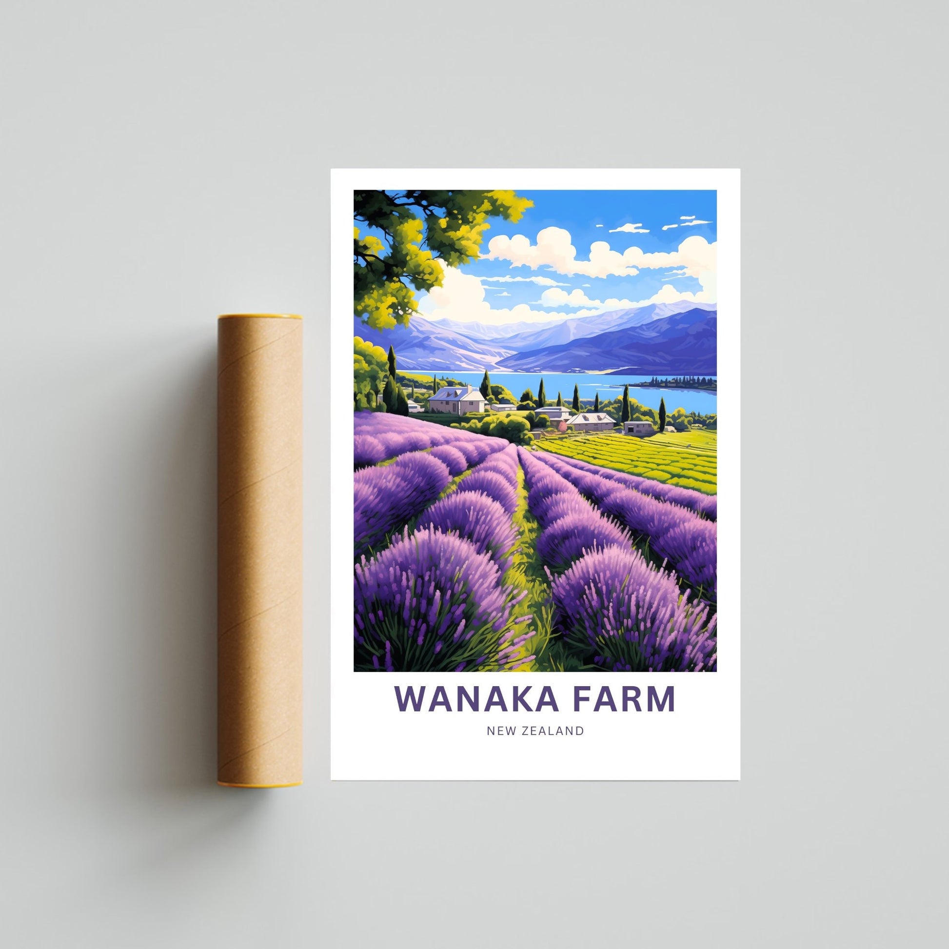 Wanaka Farm Travel Print - Wanaka Farm poster, New Zealand Wall Art, Framed present, Gift New Zealand Present - TravelTreasureCo