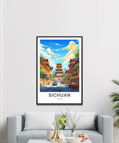 Sichuan Travel Print - Sichuan poster, China Wall Art, Framed present, Gift China Valley Present, Custom Text - TravelTreasureCo