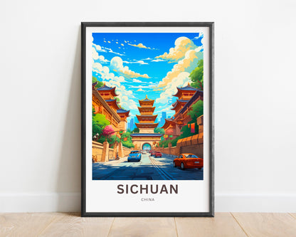 Sichuan Travel Print - Sichuan poster, China Wall Art, Framed present, Gift China Valley Present, Custom Text - TravelTreasureCo