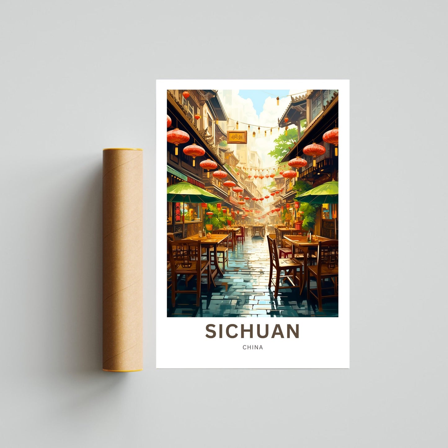 Sichuan Travel Print - Sichuan poster, China Wall Art, Framed present, Gift China Valley Present, Custom Text - TravelTreasureCo