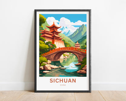 Sichuan Travel Print - Sichuan poster, China Wall Art, Framed present, Gift China Valley Present, Custom Text - TravelTreasureCo