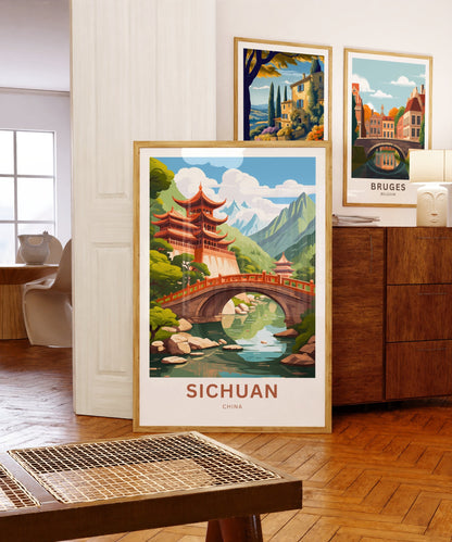 Sichuan Travel Print - Sichuan poster, China Wall Art, Framed present, Gift China Valley Present, Custom Text - TravelTreasureCo