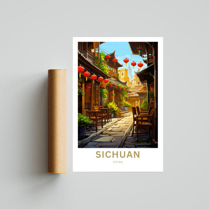 Sichuan Travel Print - Sichuan poster, China Wall Art, Framed present, Gift China Valley Present, Custom Text - TravelTreasureCo