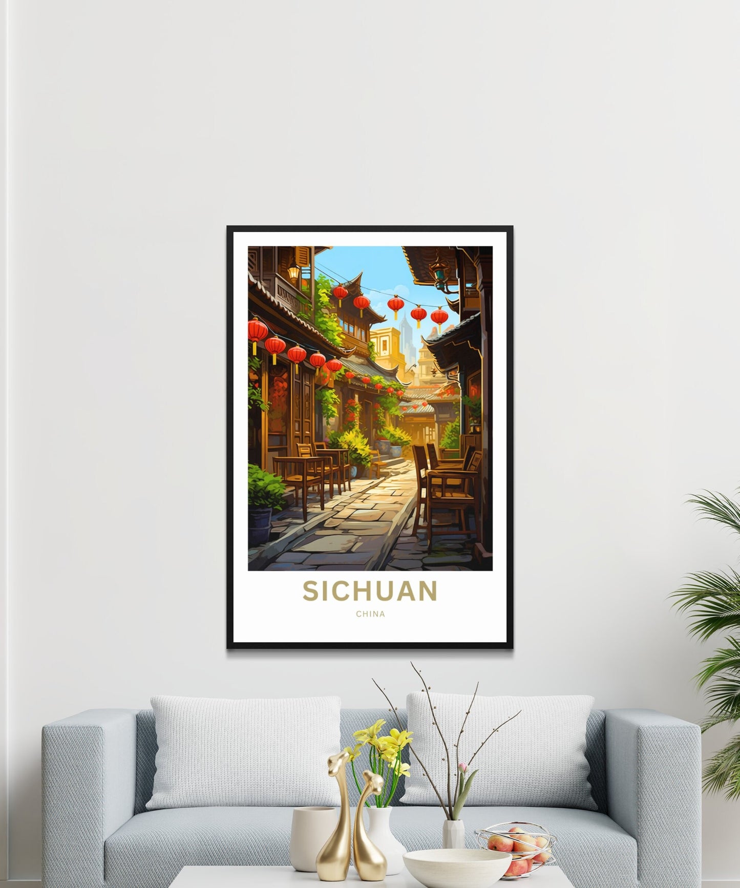 Sichuan Travel Print - Sichuan poster, China Wall Art, Framed present, Gift China Valley Present, Custom Text - TravelTreasureCo