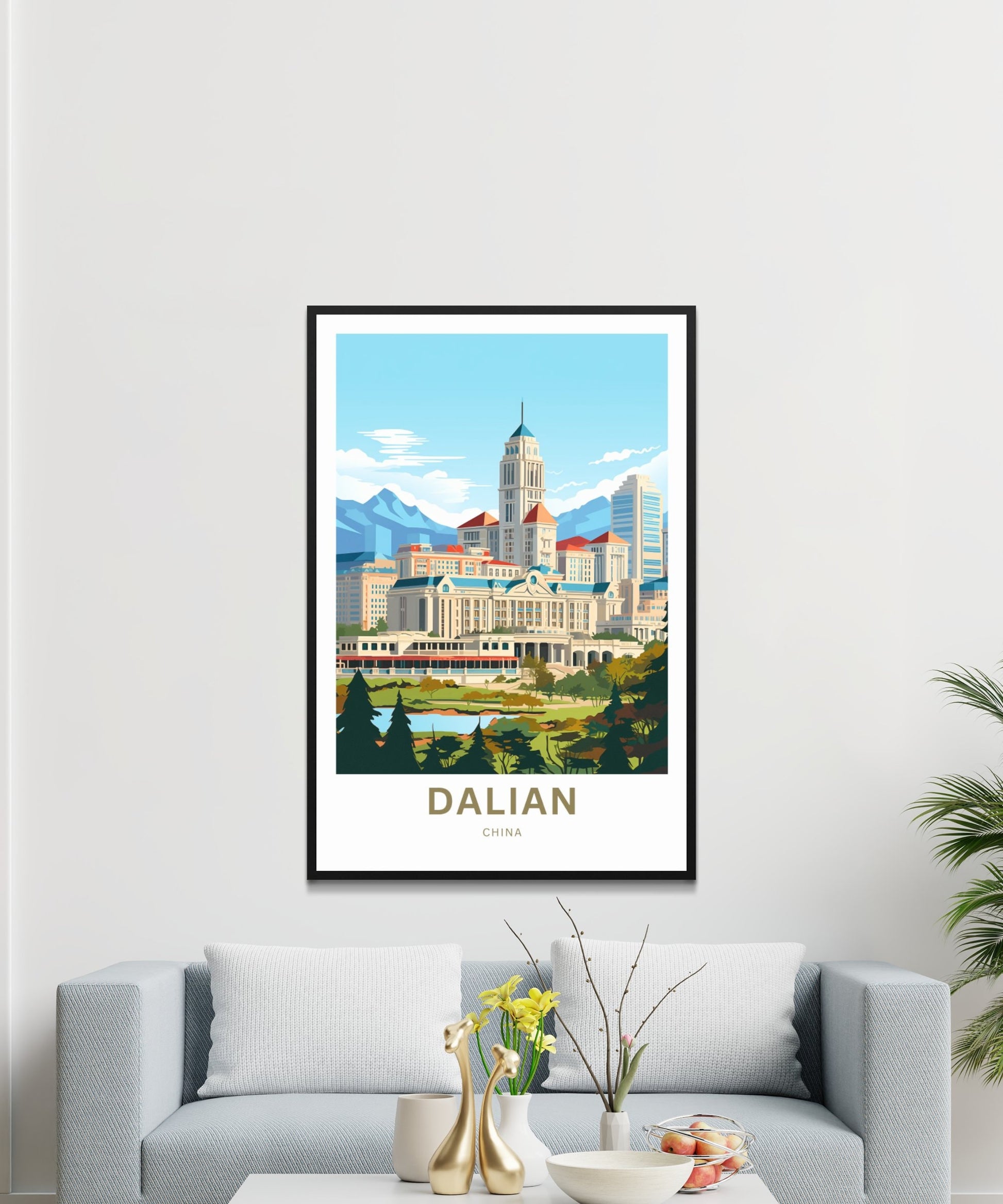 Dalian Travel Print - Dalian poster, China Wall Art, Framed present, Gift China Valley Present, Custom Text - TravelTreasureCo