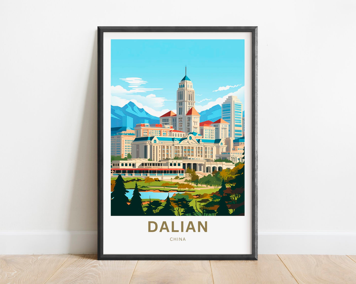 Dalian Travel Print - Dalian poster, China Wall Art, Framed present, Gift China Valley Present, Custom Text - TravelTreasureCo