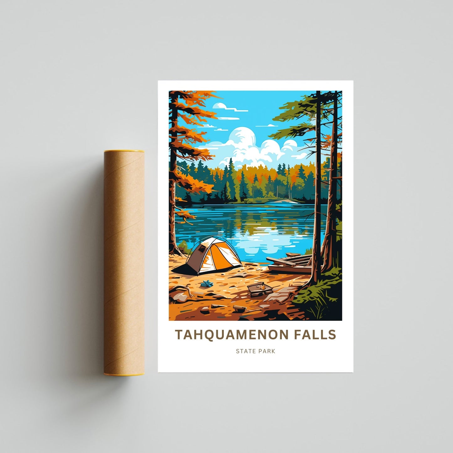 Tahquamenon Falls Travel Print - Tahquamenon Falls State Park poster, Michigan Wall Art, Framed present, Gift Michigan Present - TravelTreasureCo