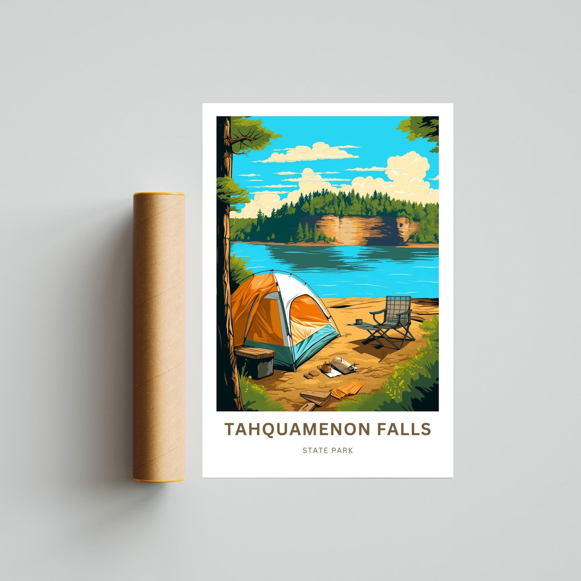 Tahquamenon Falls Travel Print - Tahquamenon Falls State Park poster, Michigan Wall Art, Framed present, Gift Michigan Present - TravelTreasureCo