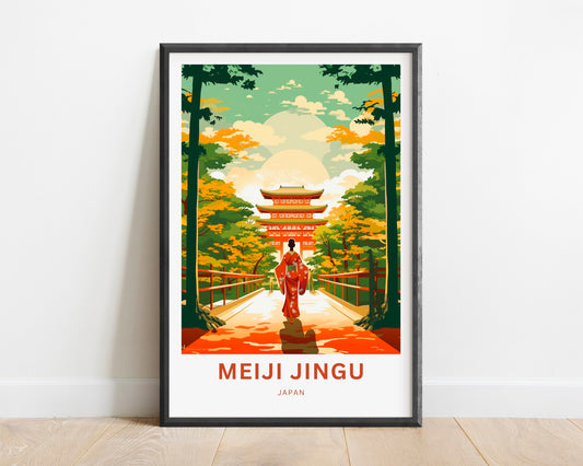 Meiji Jingu Travel Print - Meiji Jingu poster, Japan Wall Art, Framed present, Gift Japan Present Decor, Custom Text - TravelTreasureCo
