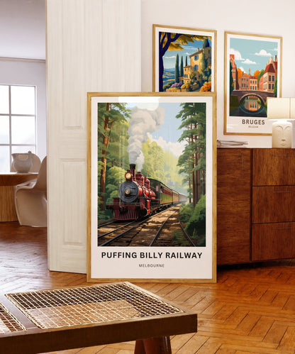 Puffing Billy Railway Travel Print - Puffing Billy Railway poster, Melbourne Wall Art, Framed present, Gift Australia Present - TravelTreasureCo