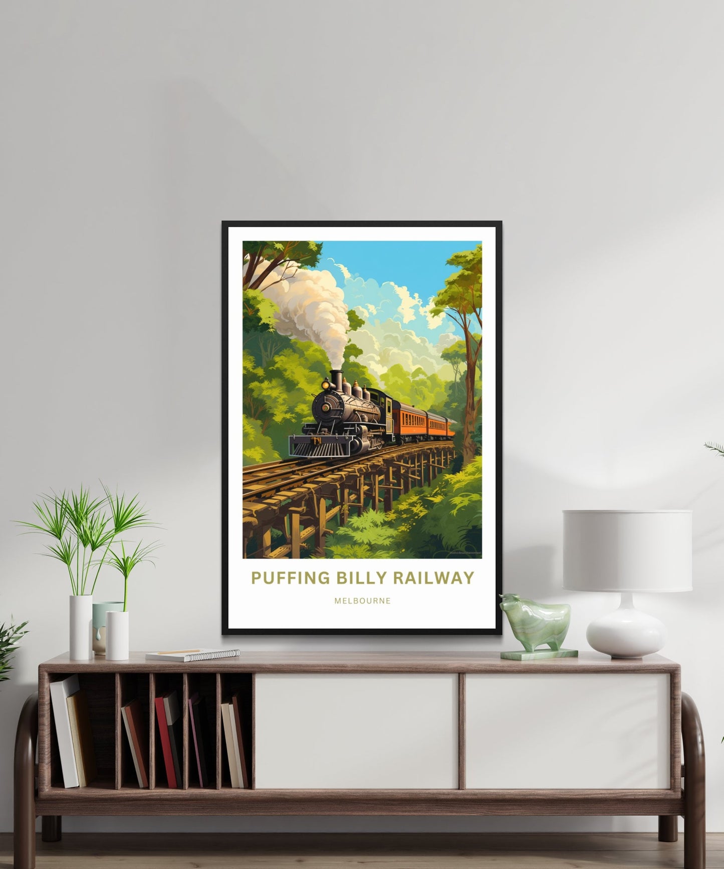 Puffing Billy Railway Travel Print - Puffing Billy Railway poster, Melbourne Wall Art, Framed present, Gift Australia Present - TravelTreasureCo