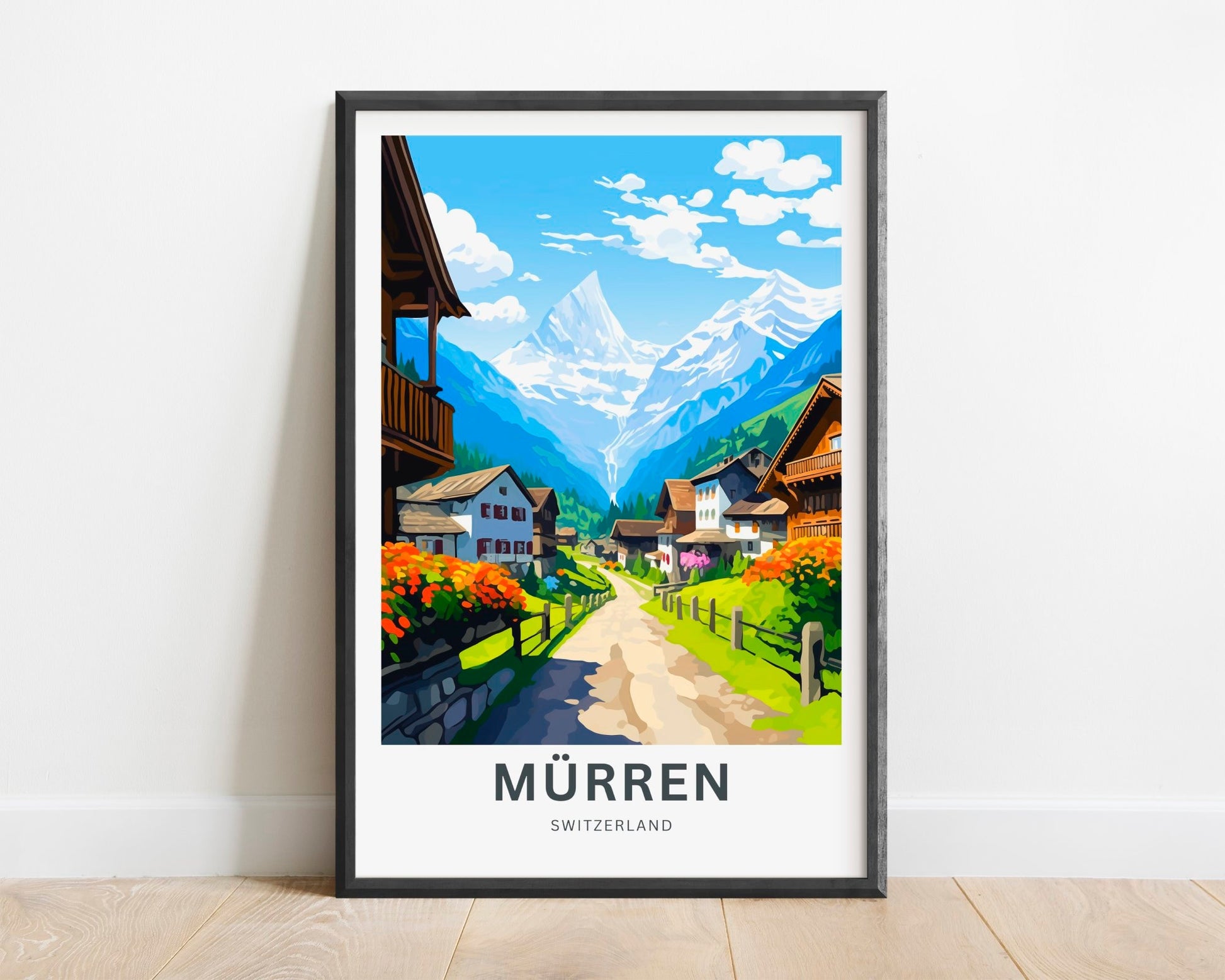 Mürren Travel Print - Mürren poster, Switzerland Wall Art, Framed present, Gift Switzerland Present - TravelTreasureCo