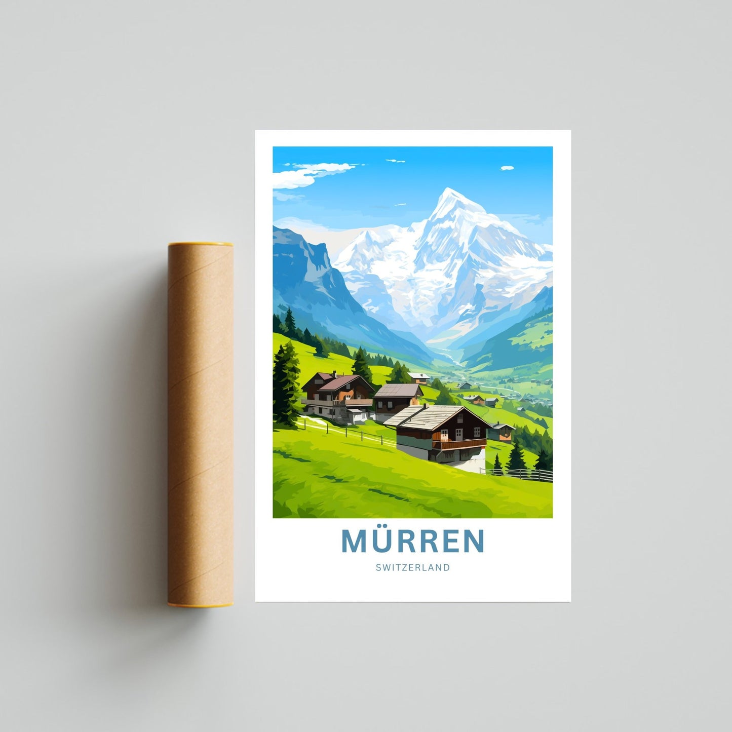 Mürren Travel Print - Mürren poster, Switzerland Wall Art, Framed present, Gift Switzerland Present - TravelTreasureCo