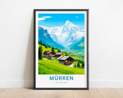 Mürren Travel Print - Mürren poster, Switzerland Wall Art, Framed present, Gift Switzerland Present - TravelTreasureCo