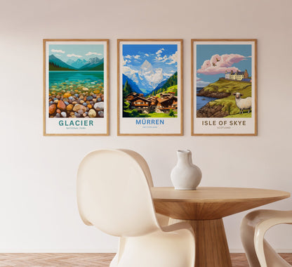 Mürren Travel Print - Mürren poster, Switzerland Wall Art, Framed present, Gift Switzerland Present - TravelTreasureCo