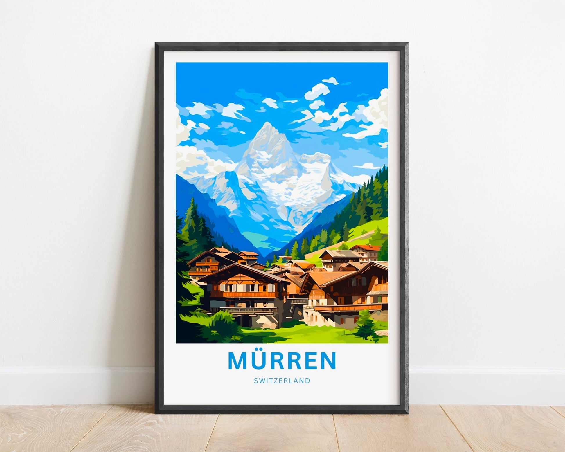 Mürren Travel Print - Mürren poster, Switzerland Wall Art, Framed present, Gift Switzerland Present - TravelTreasureCo