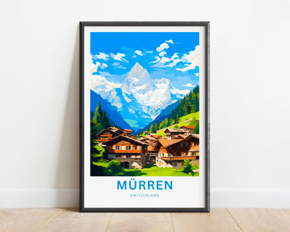 Mürren Travel Print - Mürren poster, Switzerland Wall Art, Framed present, Gift Switzerland Present - TravelTreasureCo