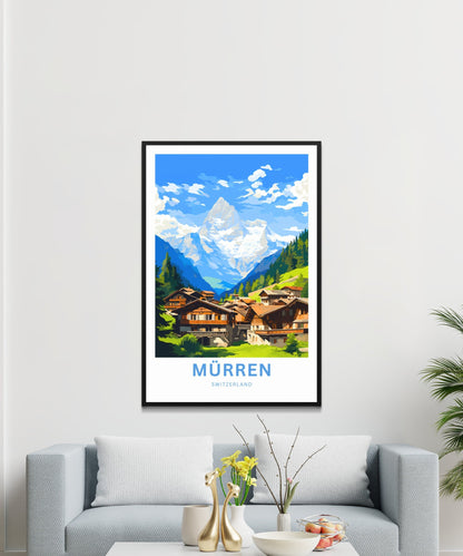 Mürren Travel Print - Mürren poster, Switzerland Wall Art, Framed present, Gift Switzerland Present - TravelTreasureCo