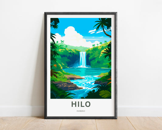 Hilo Travel Print - Hilo Big Island Hawaii poster, Hawaii Wall Art, Framed present, Gift United States Present - TravelTreasureCo