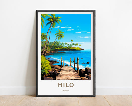 Hilo Travel Print - Hilo Big Island Hawaii poster, Hawaii Wall Art, Framed present, Gift United States Present - TravelTreasureCo