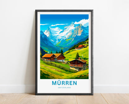 Mürren Travel Print - Mürren poster, Switzerland Wall Art, Framed present, Gift Switzerland Present - TravelTreasureCo