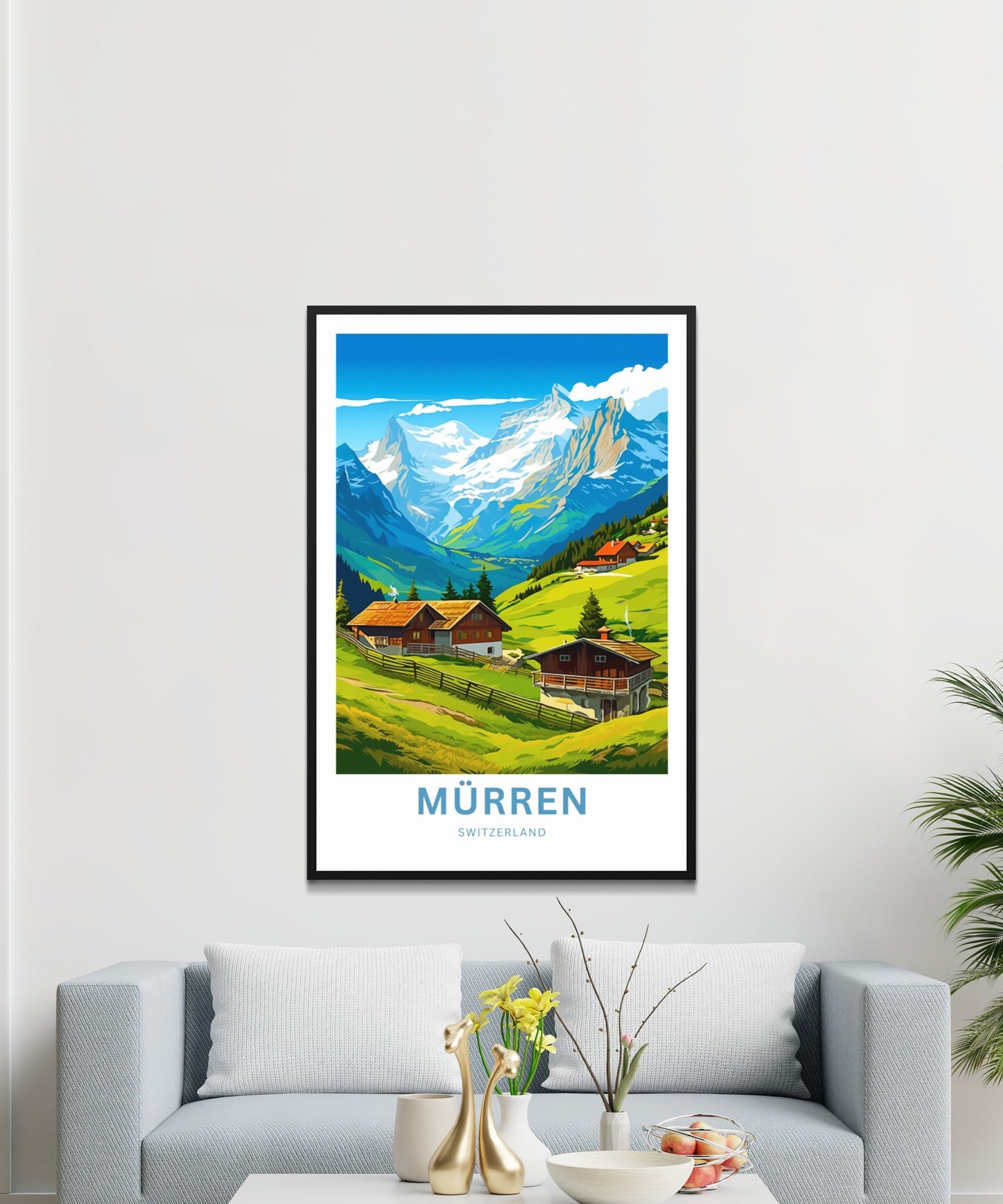 Mürren Travel Print - Mürren poster, Switzerland Wall Art, Framed present, Gift Switzerland Present - TravelTreasureCo