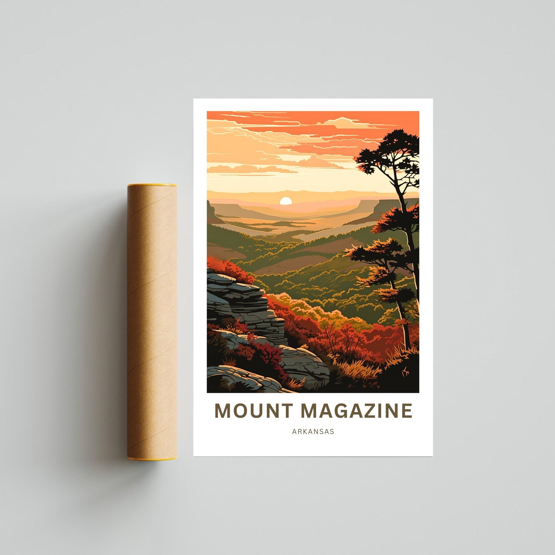 Mount Magazine Travel Print- Mount Magazine poster, Arkansas Wall Art, Framed present, Gift Arkansas Present, Customize Your Text - TravelTreasureCo