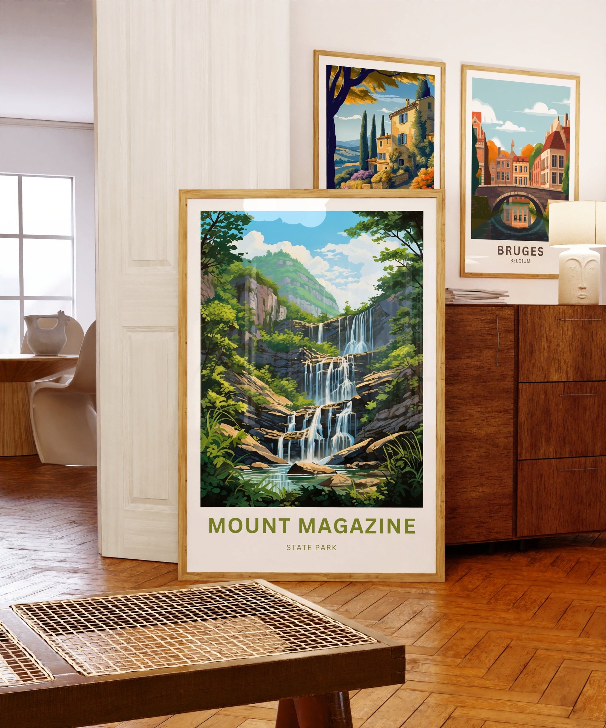 Mount Magazine Travel Print- Mount Magazine poster, Arkansas Wall Art, Framed present, Gift Arkansas Waterfalls, Customize Your Text - TravelTreasureCo