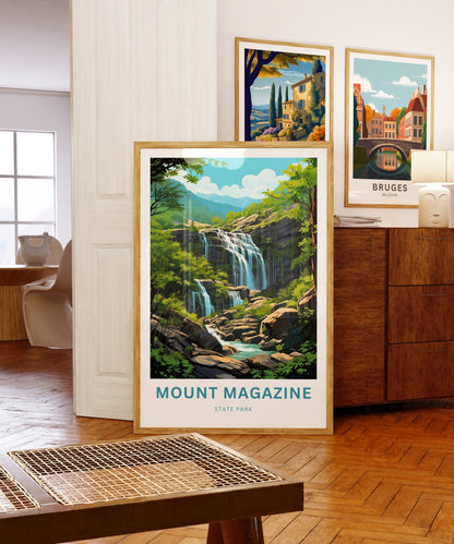 Mount Magazine Travel Print- Mount Magazine State Park Poster, Arkansas Wall Art, Framed present, Gift Arkansas Waterfalls, Customize Text - TravelTreasureCo