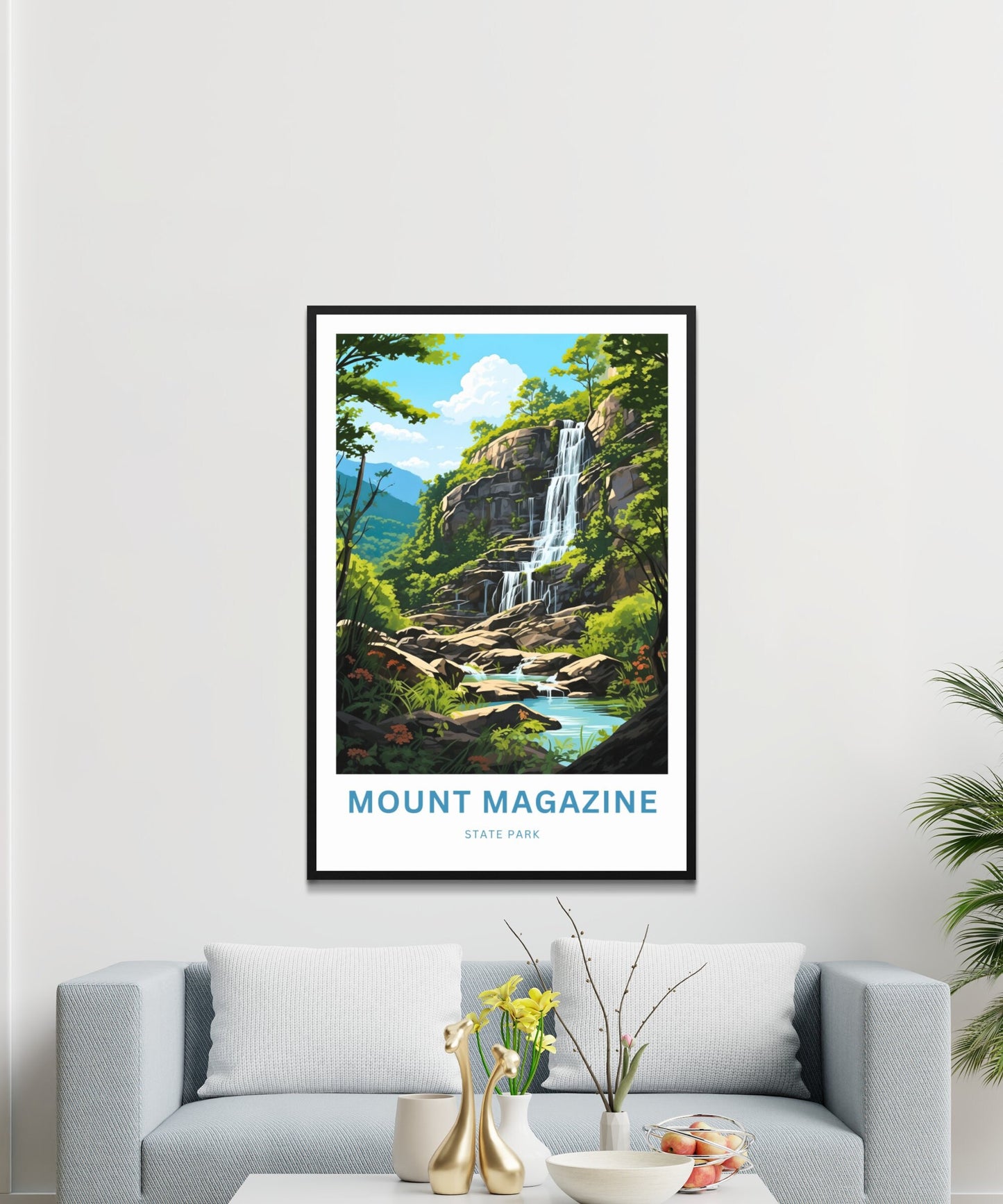 Mount Magazine Travel Print- Mount Magazine State Park Poster, Arkansas Wall Art, Framed present, Gift Arkansas Waterfalls, Customize Text - TravelTreasureCo