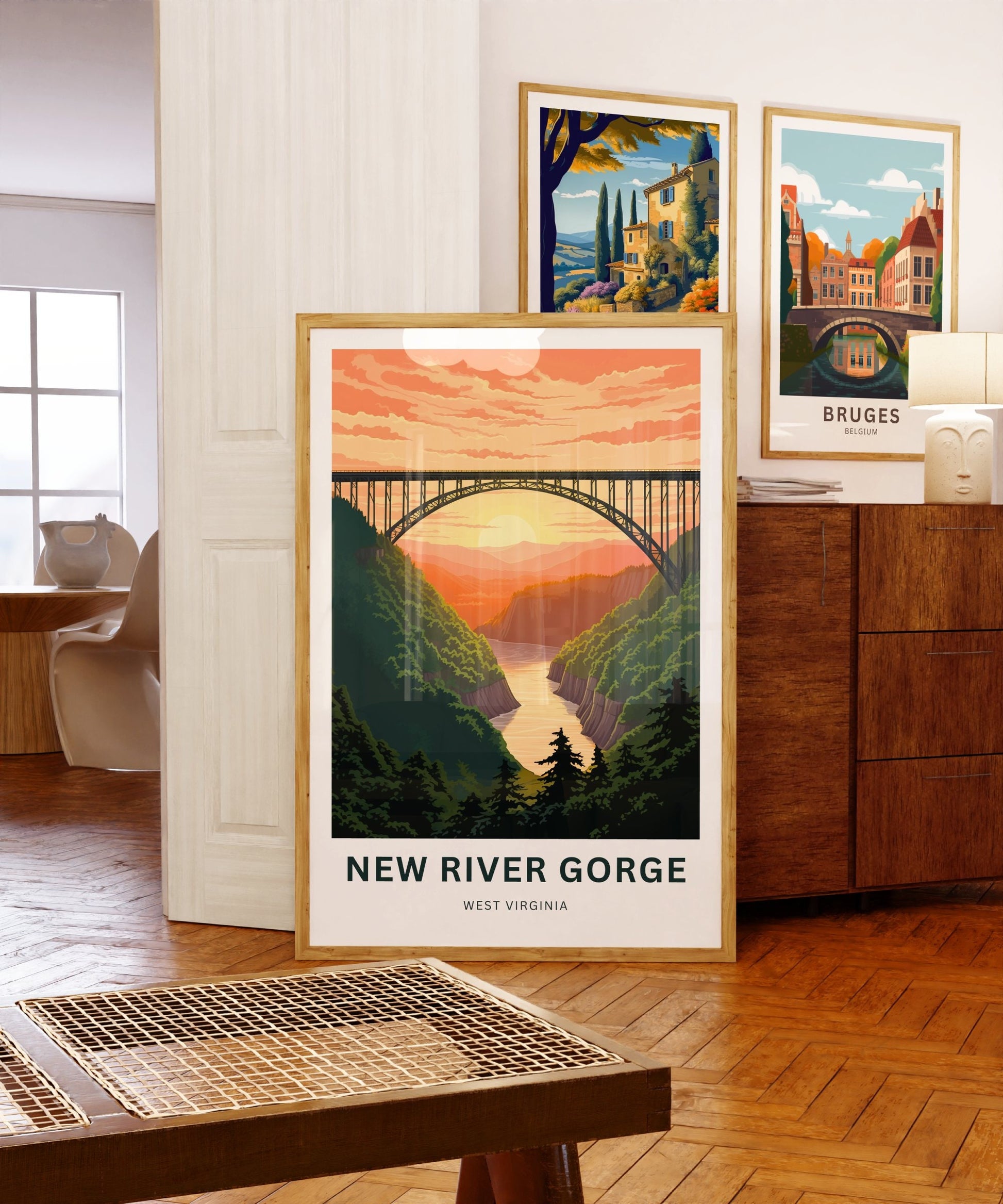 New River Gorge Travel Print - New River Gorge Poster, West Virginia Wall Art, Framed present, West Virginia Gift, Customize Your Text - TravelTreasureCo