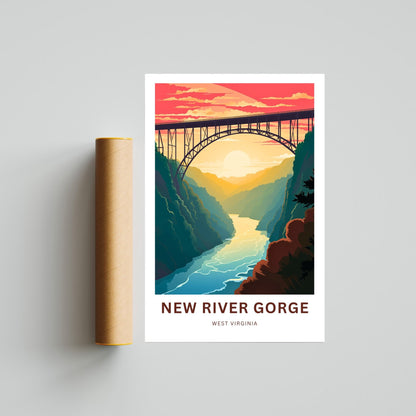 New River Gorge Travel Print - New River Gorge Poster, West Virginia Wall Art, Framed present, West Virginia Gift, Customize Your Text - TravelTreasureCo