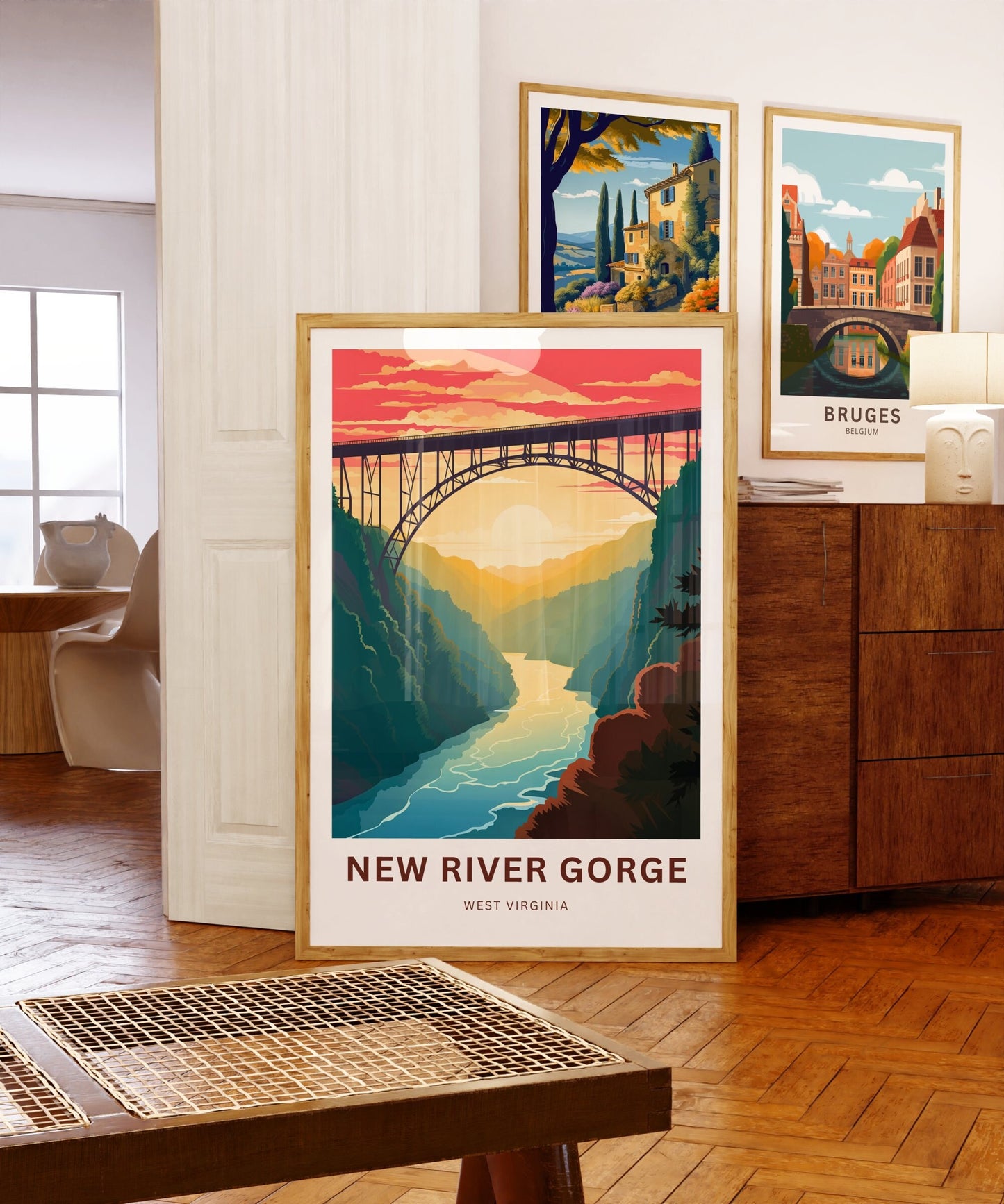 New River Gorge Travel Print - New River Gorge Poster, West Virginia Wall Art, Framed present, West Virginia Gift, Customize Your Text - TravelTreasureCo