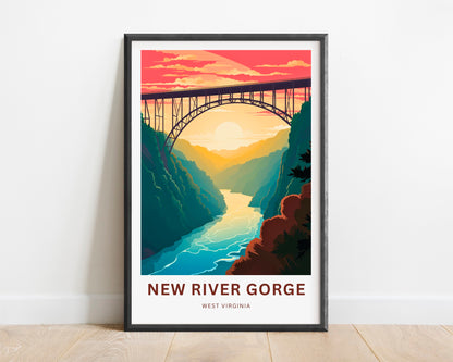 New River Gorge Travel Print - New River Gorge Poster, West Virginia Wall Art, Framed present, West Virginia Gift, Customize Your Text - TravelTreasureCo