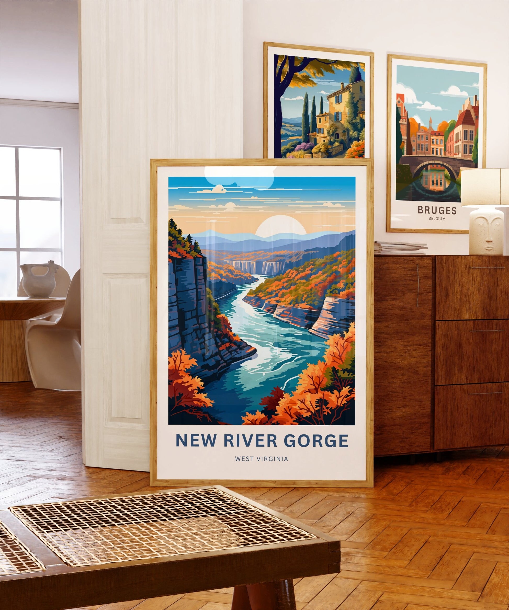 New River Gorge Travel Print - New River Gorge Poster, West Virginia Wall Art, Framed present, West Virginia Gift, Customize Your Text - TravelTreasureCo