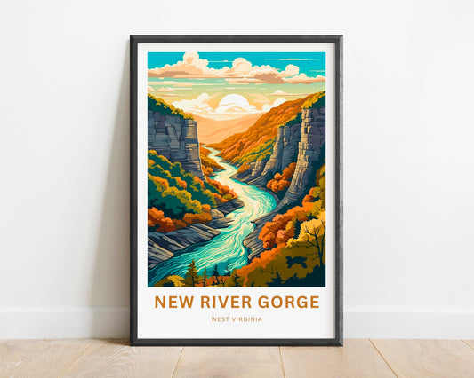 New River Gorge Travel Print - New River Gorge Poster, West Virginia Wall Art, Framed present, West Virginia Gift, Customize Your Text - TravelTreasureCo