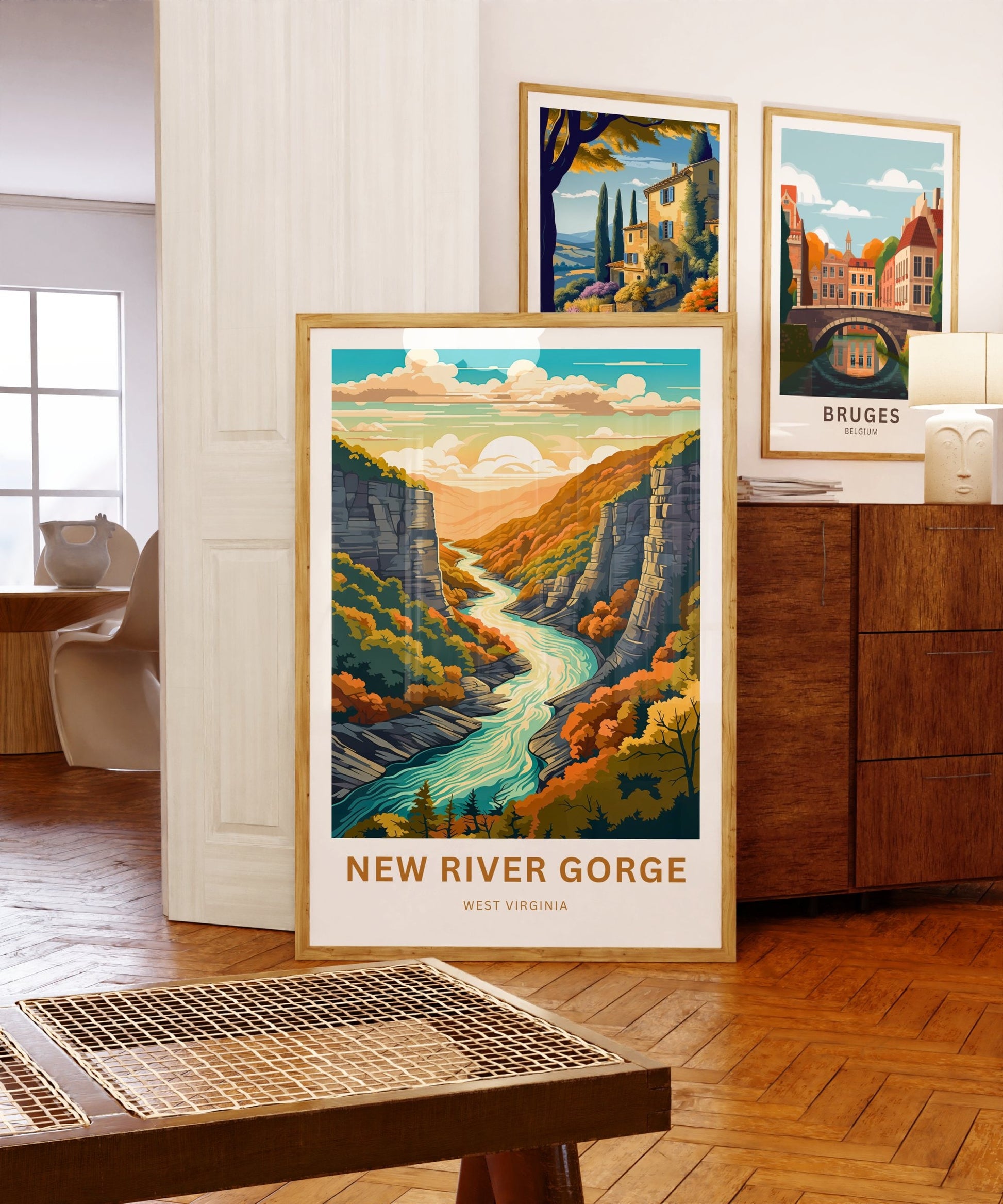 New River Gorge Travel Print - New River Gorge Poster, West Virginia Wall Art, Framed present, West Virginia Gift, Customize Your Text - TravelTreasureCo