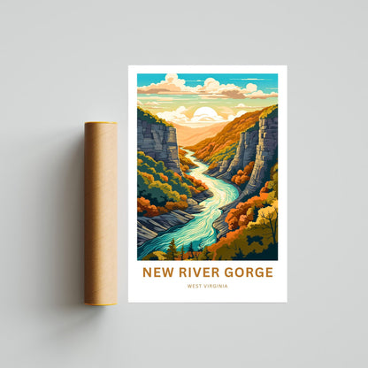 New River Gorge Travel Print - New River Gorge Poster, West Virginia Wall Art, Framed present, West Virginia Gift, Customize Your Text - TravelTreasureCo