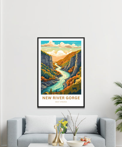 New River Gorge Travel Print - New River Gorge Poster, West Virginia Wall Art, Framed present, West Virginia Gift, Customize Your Text - TravelTreasureCo