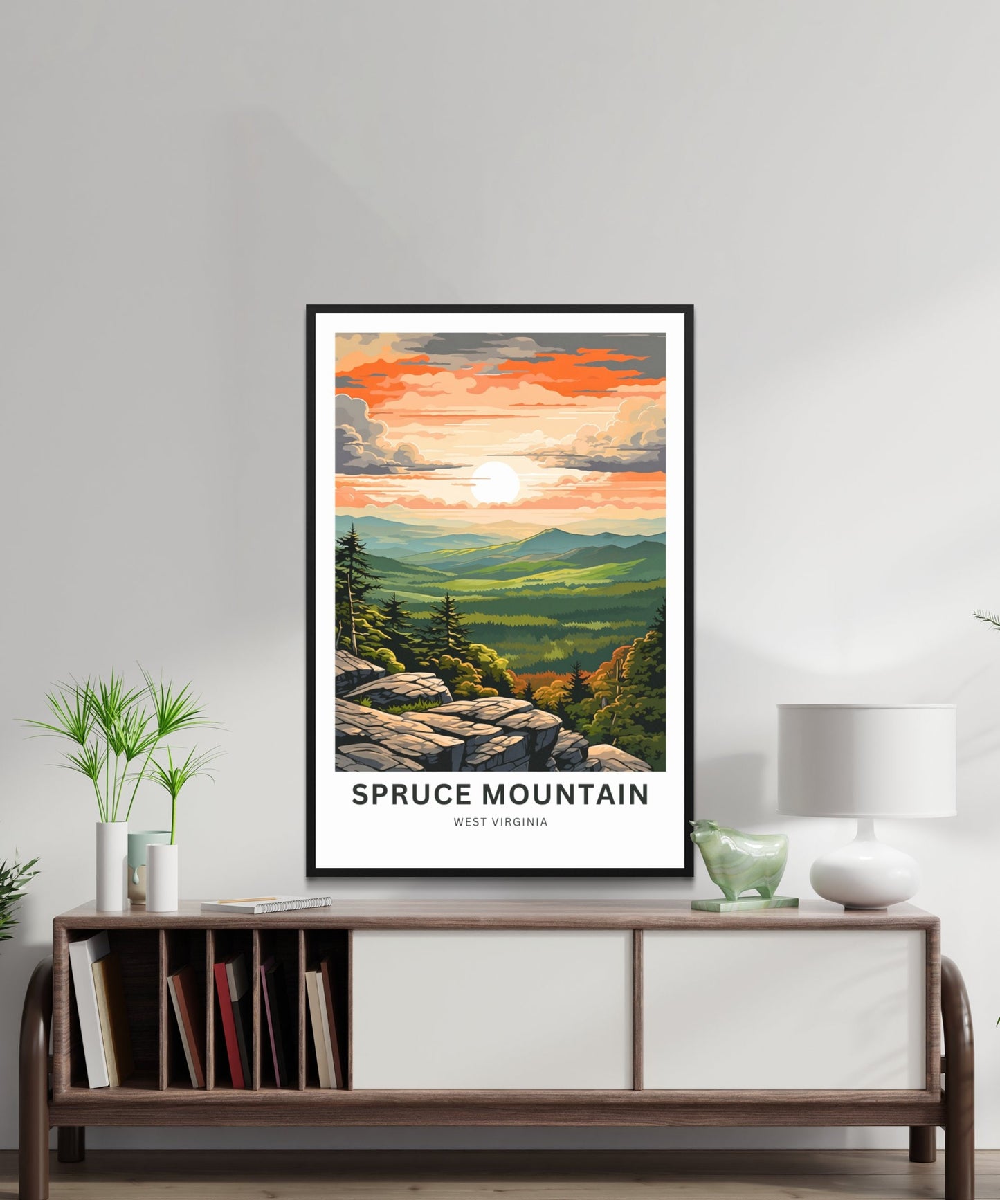 Spruce Mountain Travel Print - Spruce Mountain poster, West Virginia Wall Art, Framed present, Gift West Virginia Present, Custom Text - TravelTreasureCo