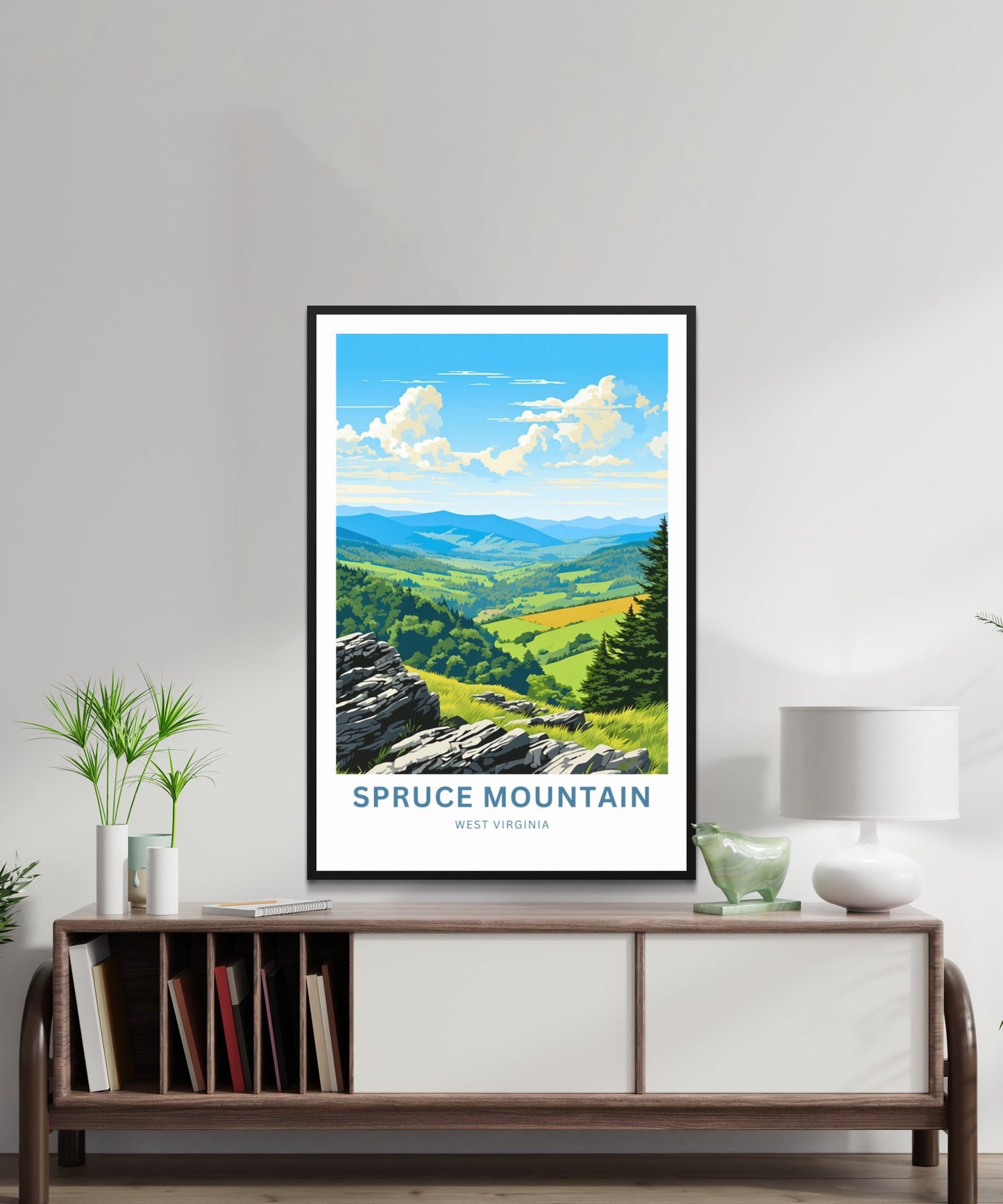 Spruce Mountain Travel Print - Spruce Mountain poster, West Virginia Wall Art, Framed present, Gift West Virginia Present, Custom Text - TravelTreasureCo