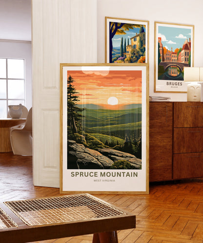 Spruce Mountain Travel Print - Spruce Mountain poster, West Virginia Wall Art, Framed present, Gift West Virginia Present, Custom Text - TravelTreasureCo