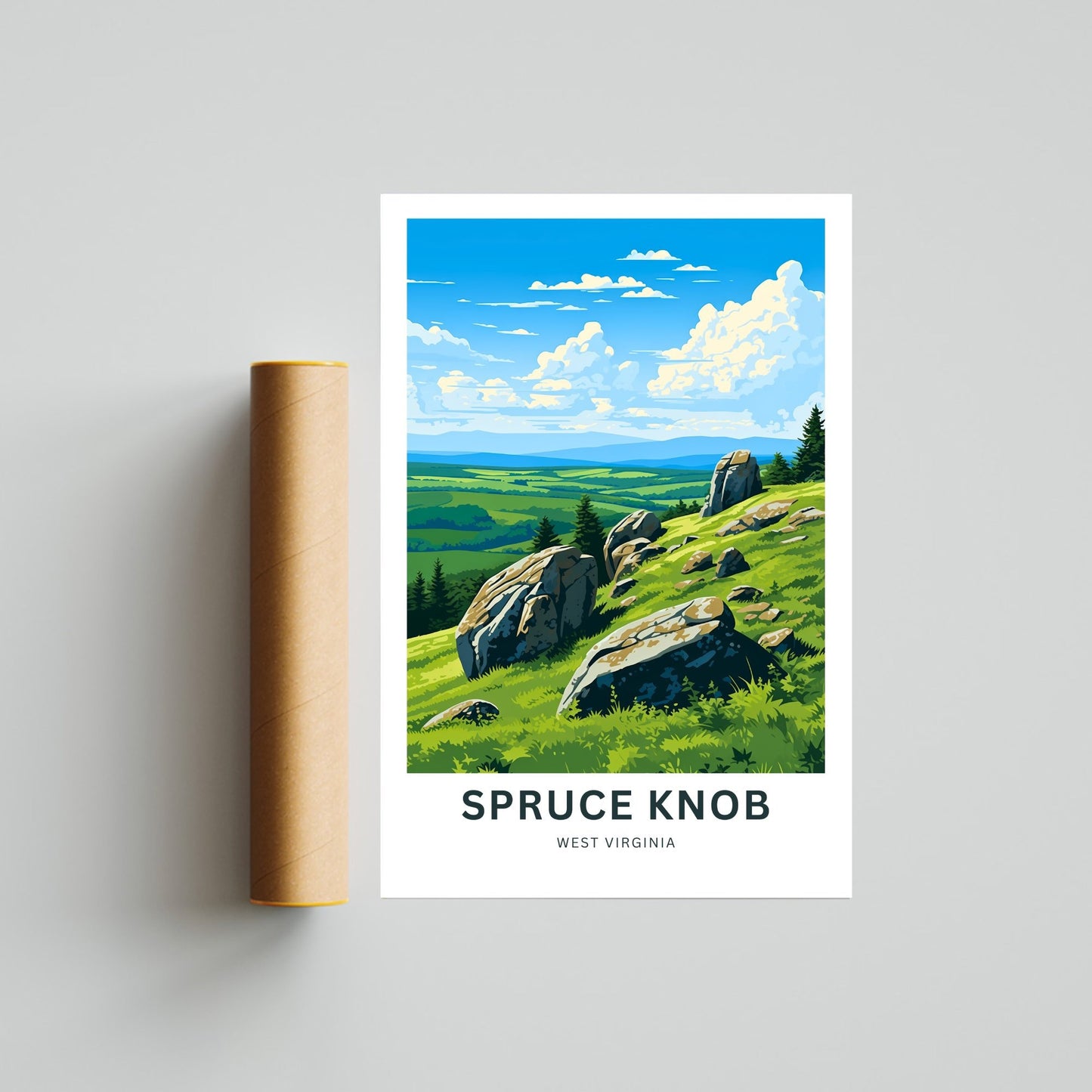 Spruce Knob Travel Print - Spruce Knob poster, West Virginia Wall Art, Framed present, West Virginia National Forest Gift Art, Custom Text - TravelTreasureCo