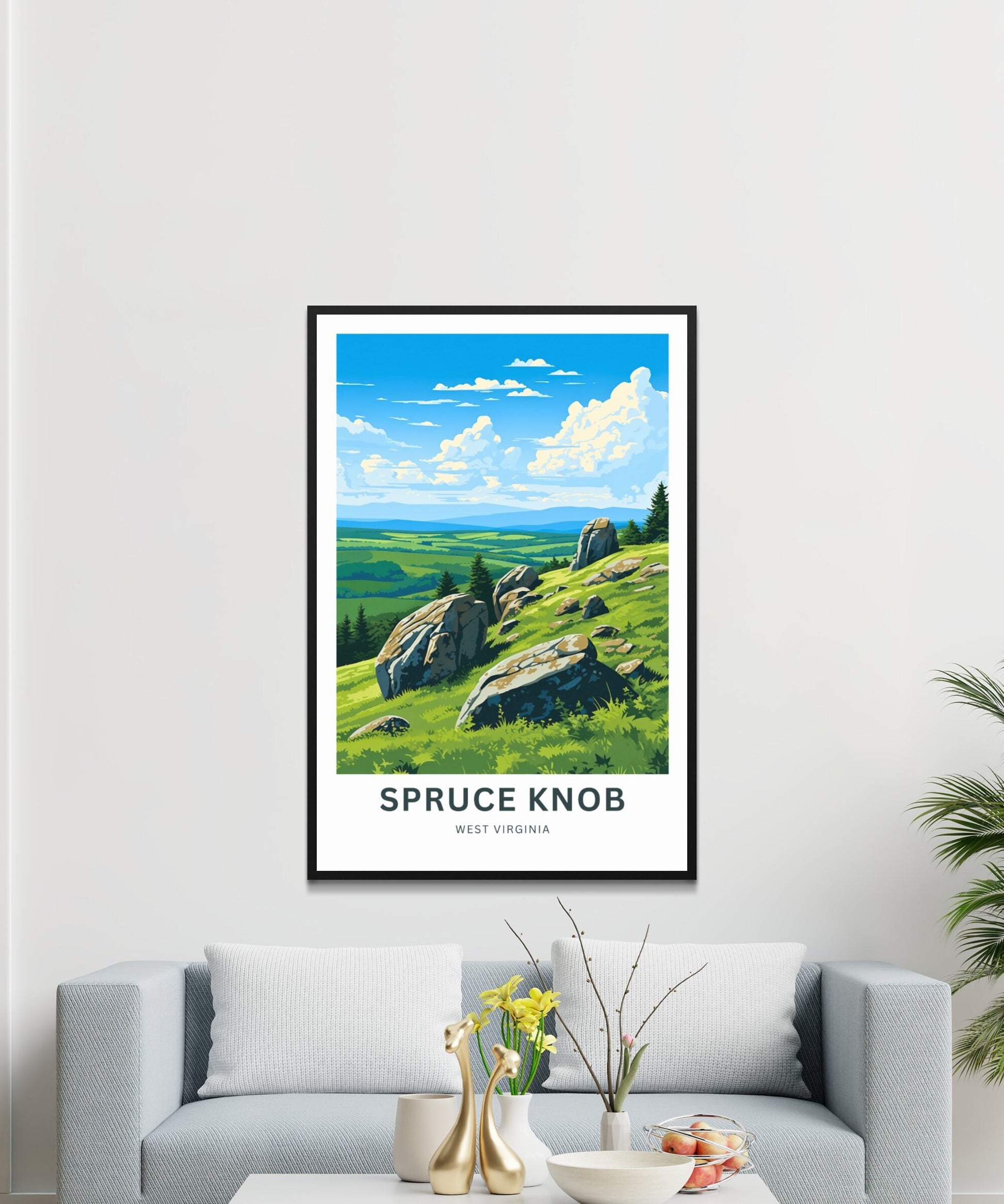 Spruce Knob Travel Print - Spruce Knob poster, West Virginia Wall Art, Framed present, West Virginia National Forest Gift Art, Custom Text - TravelTreasureCo