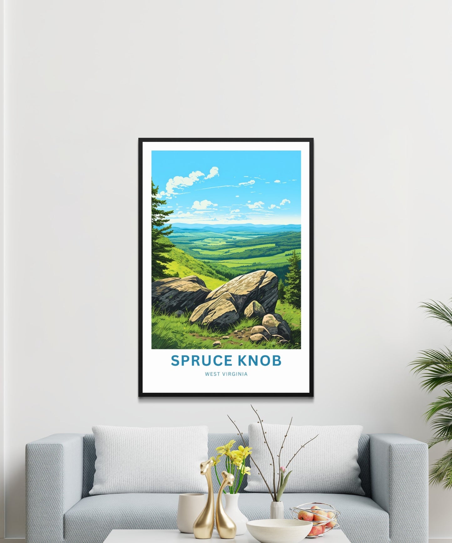 Spruce Knob Travel Print - Spruce Knob poster, West Virginia Wall Art, Framed present, West Virginia National Forest Gift Art, Custom Text - TravelTreasureCo